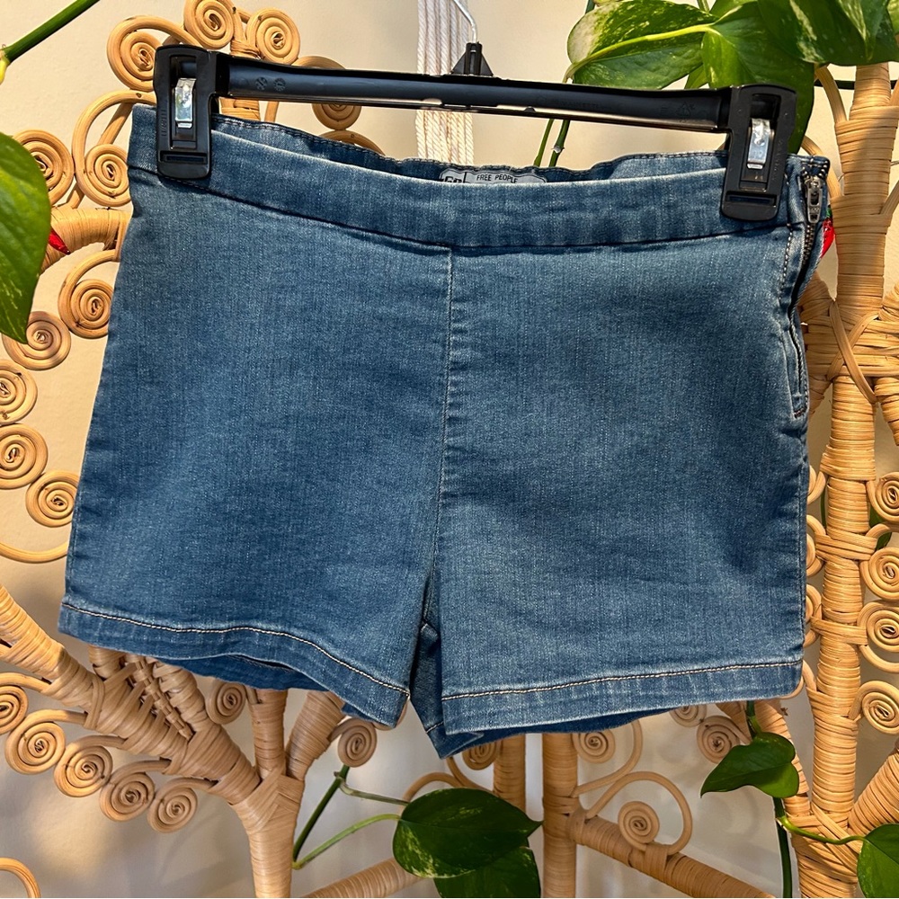 Free People Retro High Waist Side Zip Denim Short Shorts Size 26